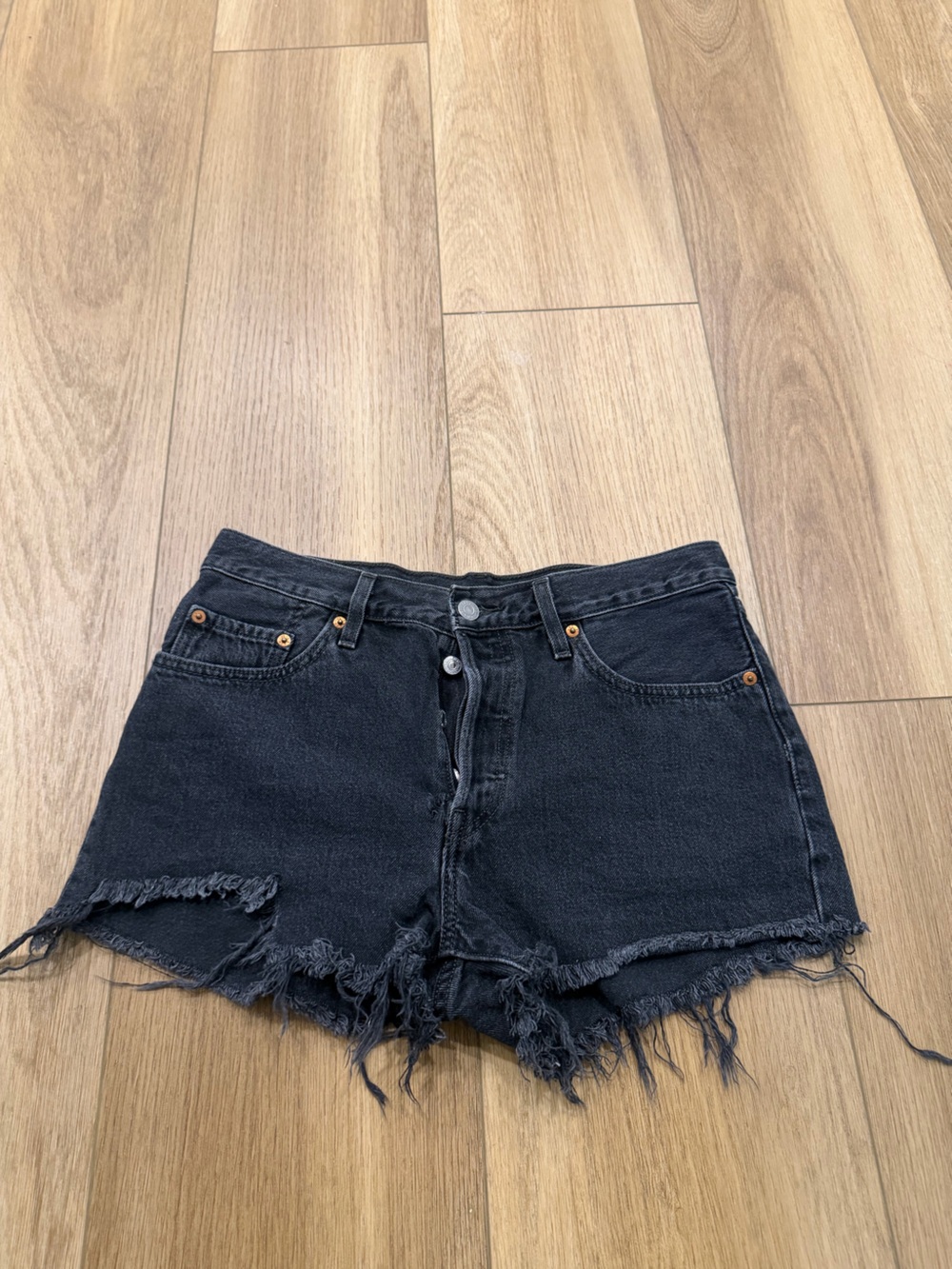 Levi's Black Distressed Jean Shorts